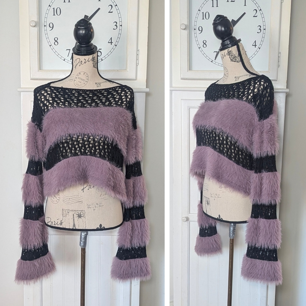 Barbie Chill Cropped Fuzzy Sweater - Picture 3 of 7